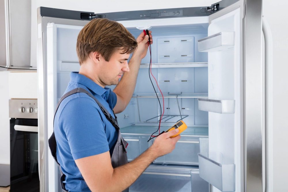 technician checking fridge temperature