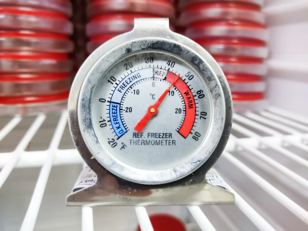 freezer thermometer in warm temperature